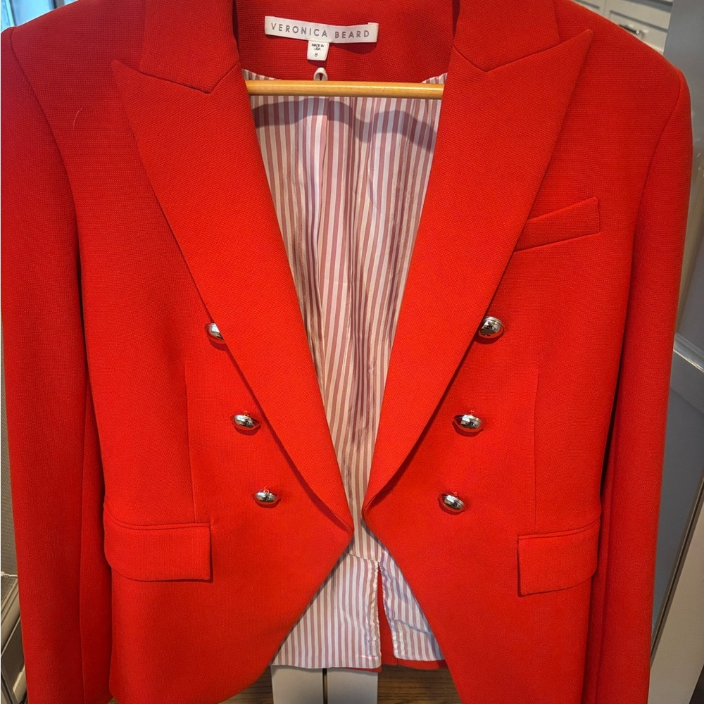 Veronica Beard Women's Red Double-Breasted Blazer